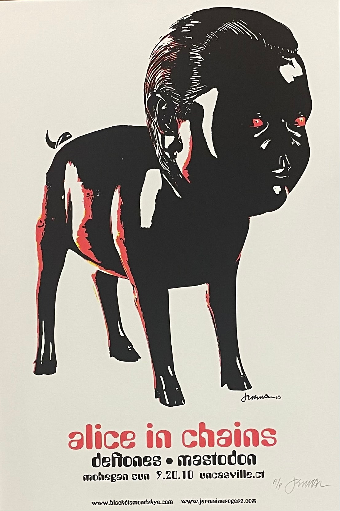 Alice In Chains- Uncasville, CT 9.20.10 Artist Proof on cream - Black Diamond Sky Tour