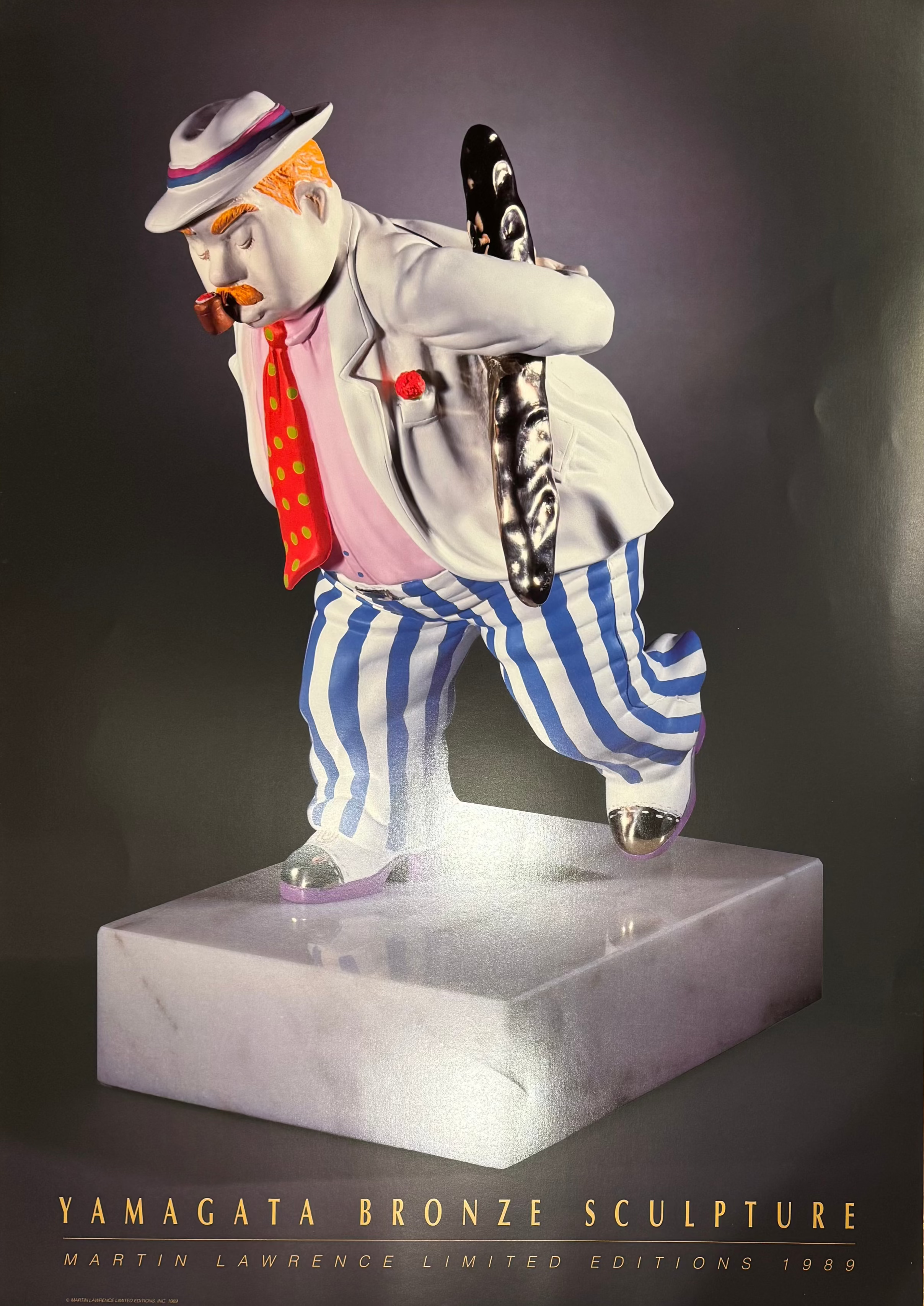 Vintage Yamagata Bronze Sculpture Advertising Art Poster - 1989 heavy stock paper