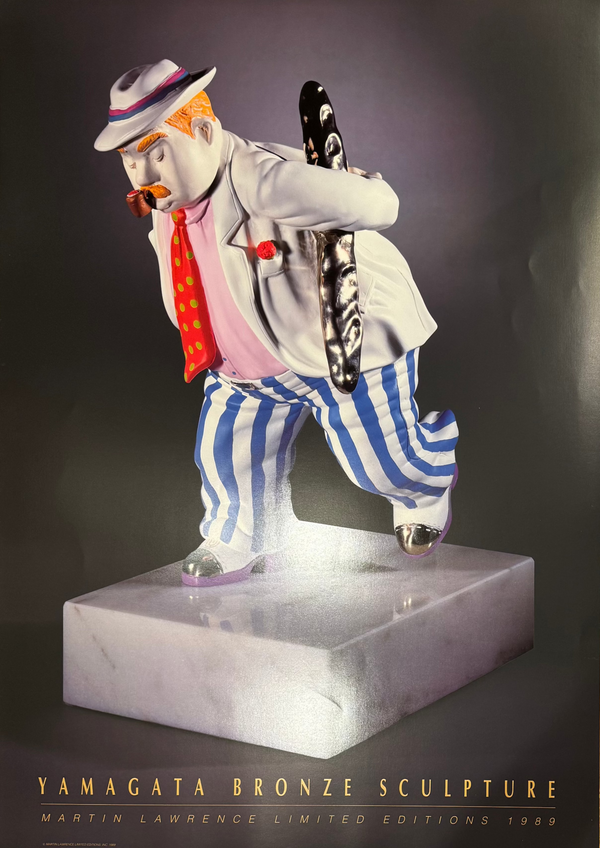 Vintage Yamagata Bronze Sculpture Advertising Art Poster - 1989 heavy stock paper