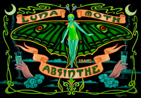 Luna Moth Brand Absinthe (SM) - Framed