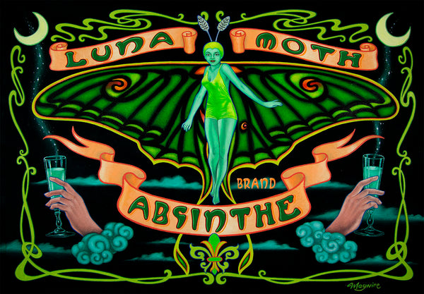 Luna Moth Brand Absinthe - Giclee on canvas