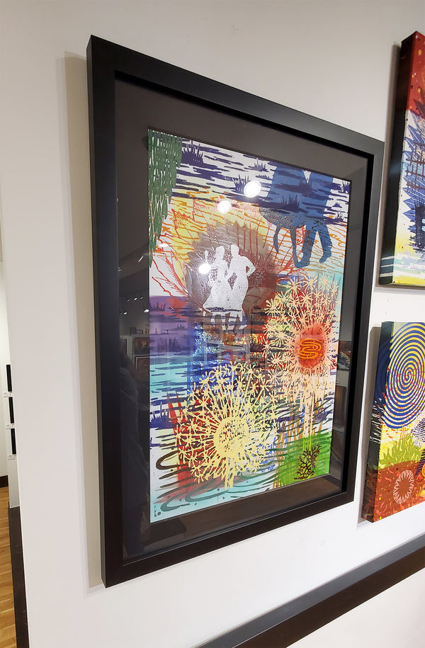 Dances with Cactus Flower & Dandelions - Framed