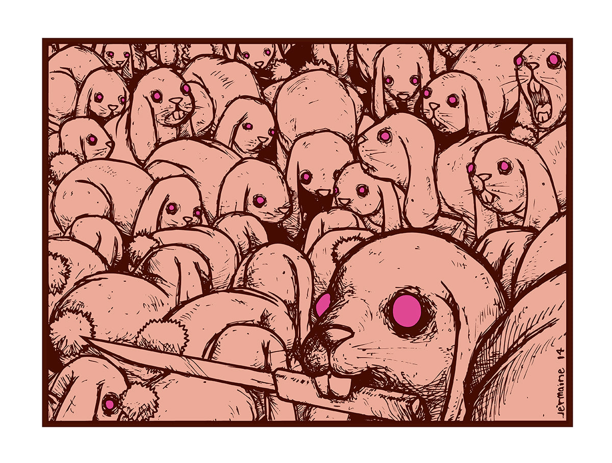 Family - Bunny with Knife in Mouth - Pink Ink Variant