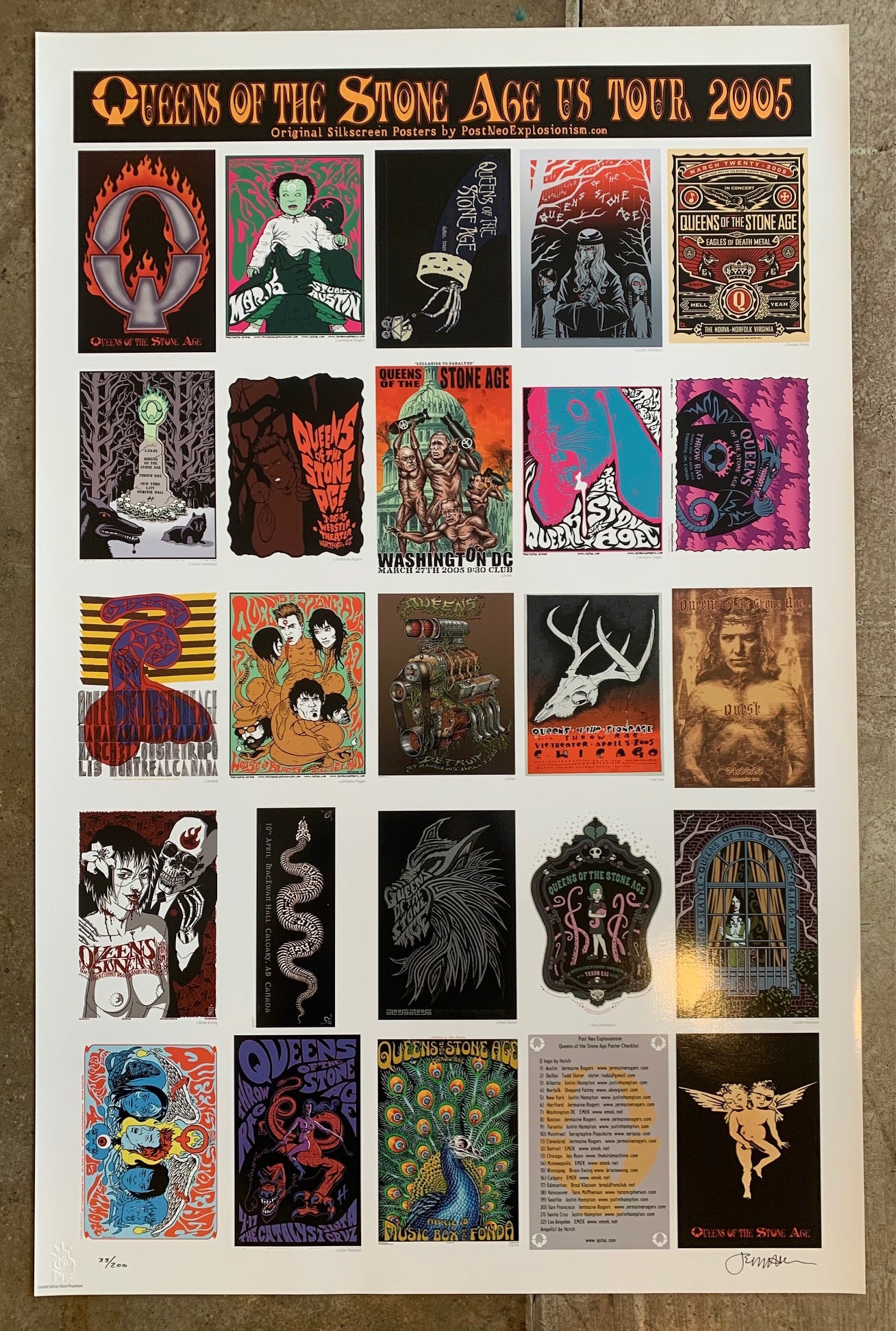 QOTSA 2005 full tour poster set Limited Edition 33/200