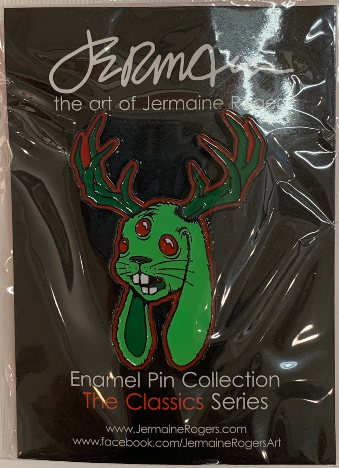 3 Eyed Jackalope - Enamel Badge - Neon Green/Glow in the Dark