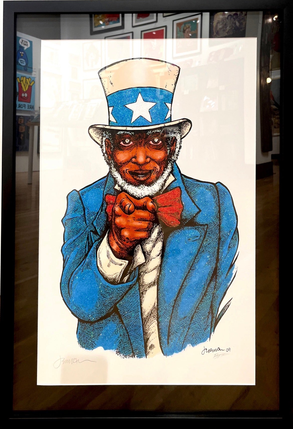 Uncle Sam -Diamond Dust and Glitter embellished by Bobby Tromantano - Framed