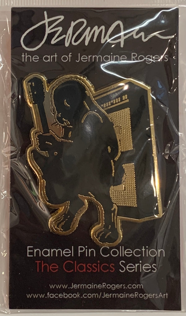 Rabbit ROCKER - Enamel Badge - Black/Gold