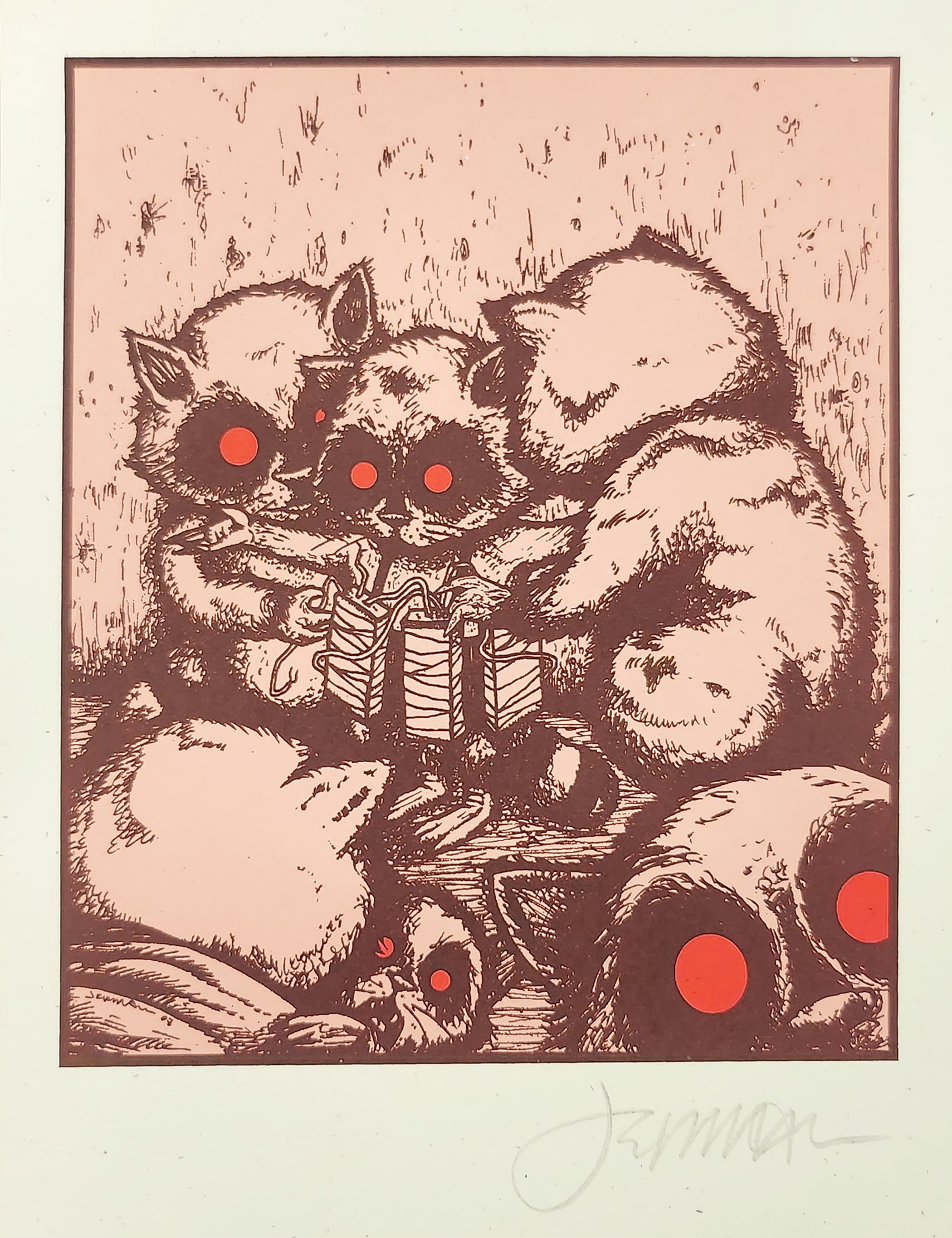 My Brother Was A Hero (pink), Suicide Raccoon - on Speckled Cream