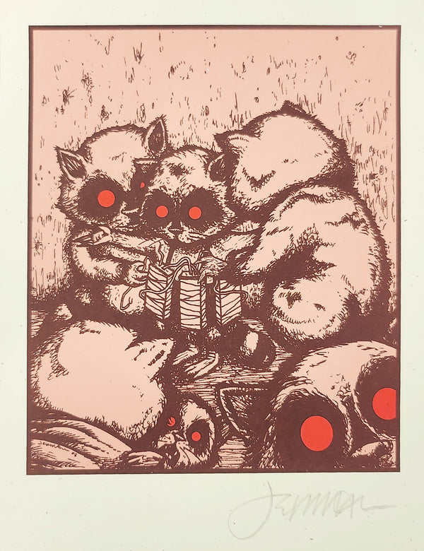 My Brother Was A Hero (pink), Suicide Raccoon - on Speckled Cream