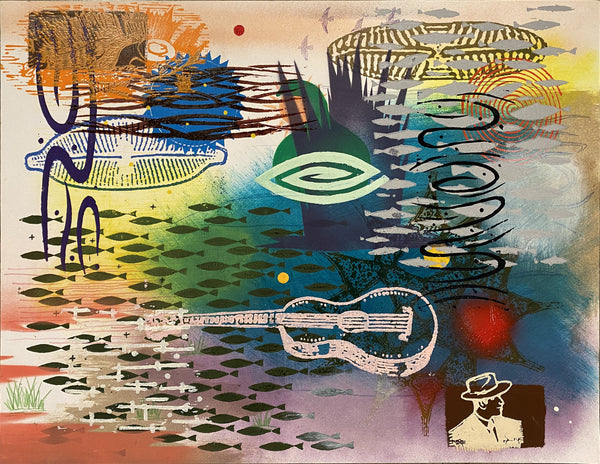 The Ghost in My Pink Guitar Framed