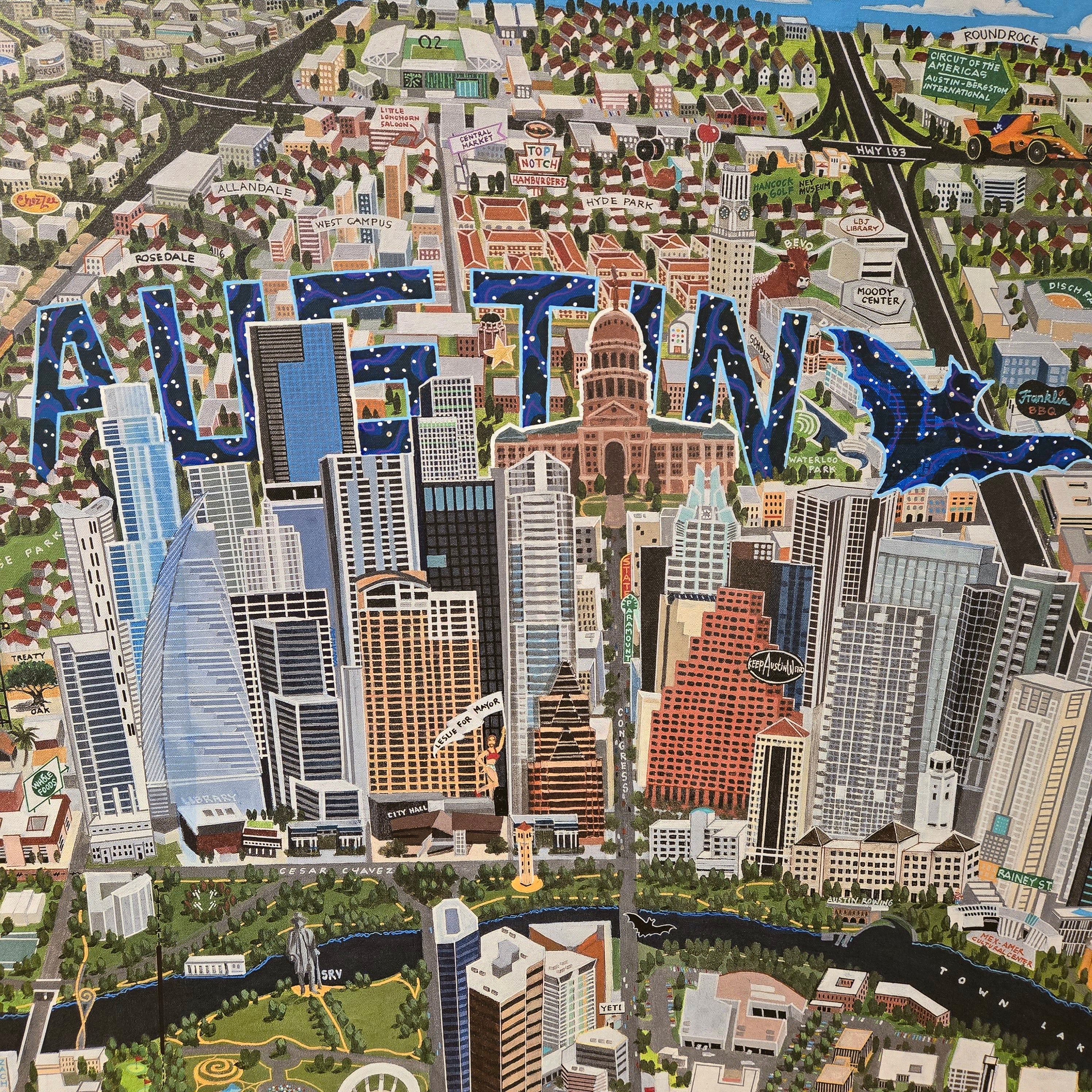 Austin Map Starry Bats