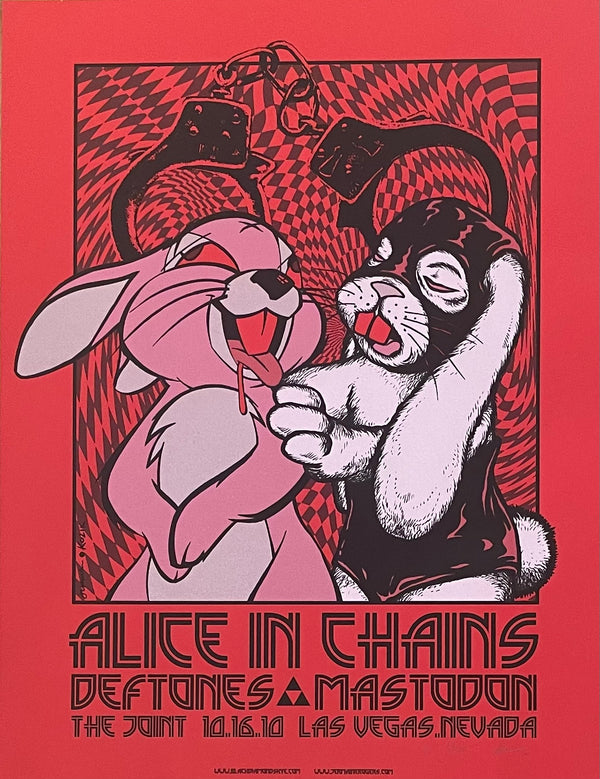 Alice In Chains/Deftones/Mastodon- Las Vegas, Nevada 10.16.10 - Tough Love - red variant signed by Jermaine and KOZIK