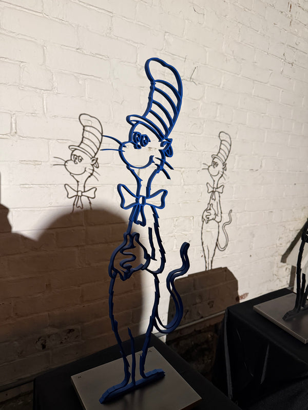Cat in the Hat Silhouette Sculpture - Blue