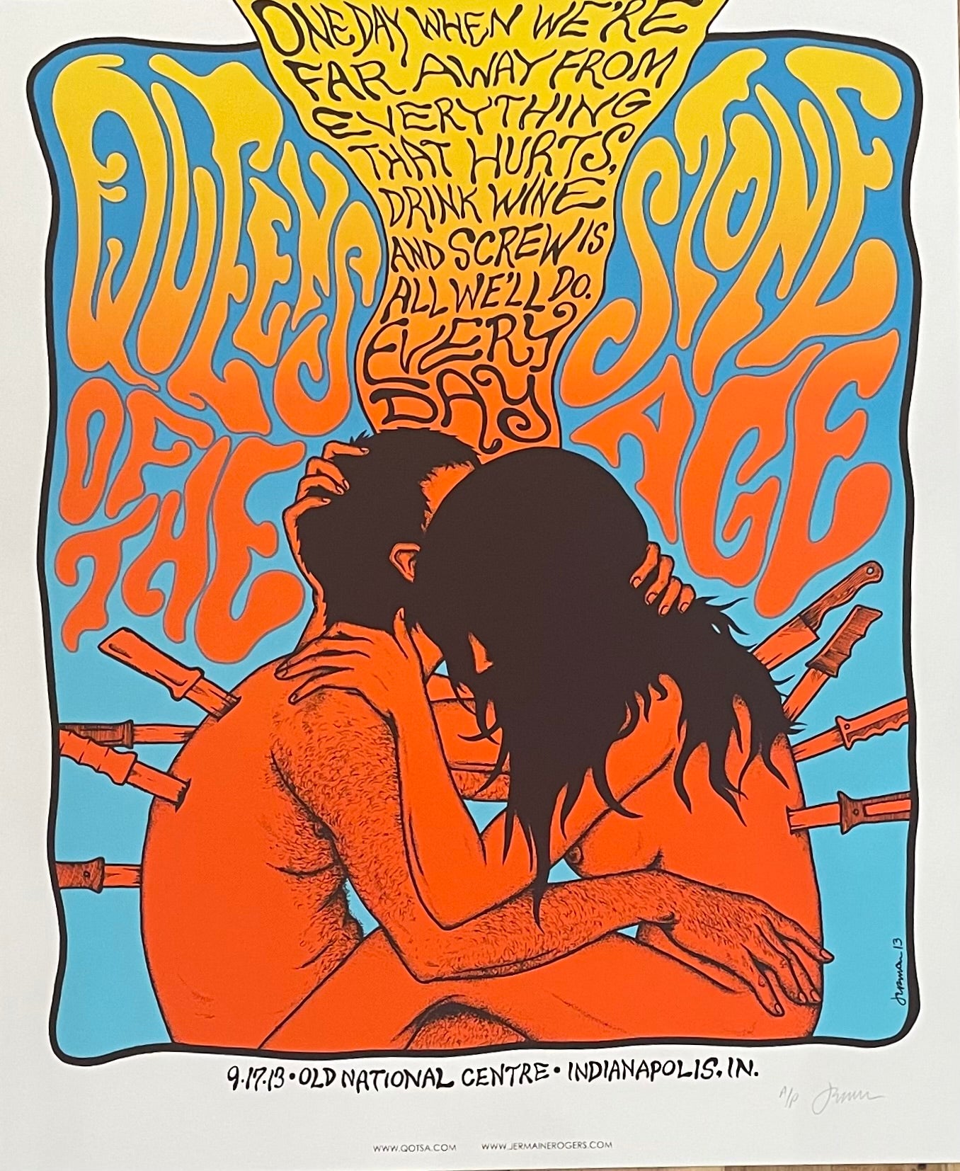 Queens of The Stone Age - Indianapolis, IN 09.17.13 Artist Proof- off white stock