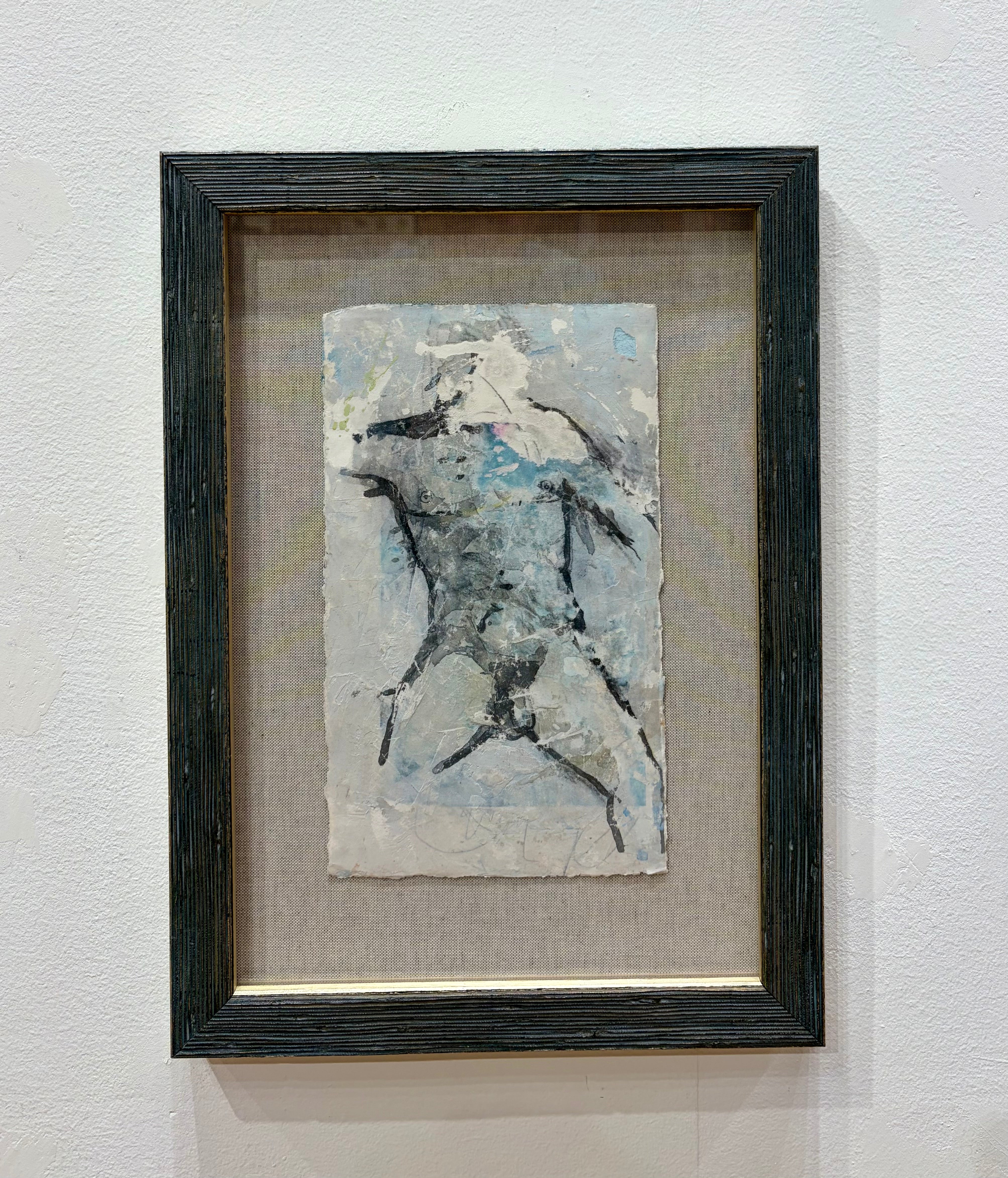 Male Nude Leaning Back - Framed