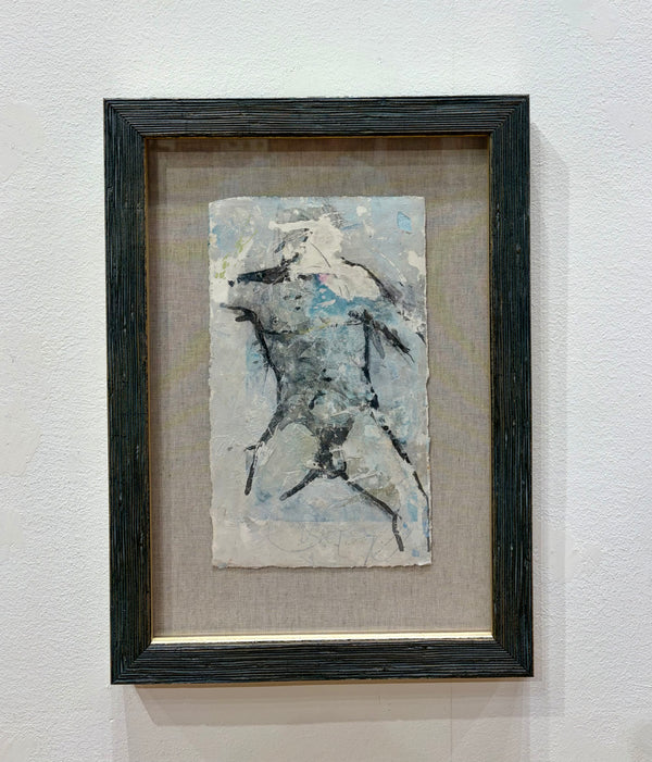 Male Nude Leaning Back - Framed