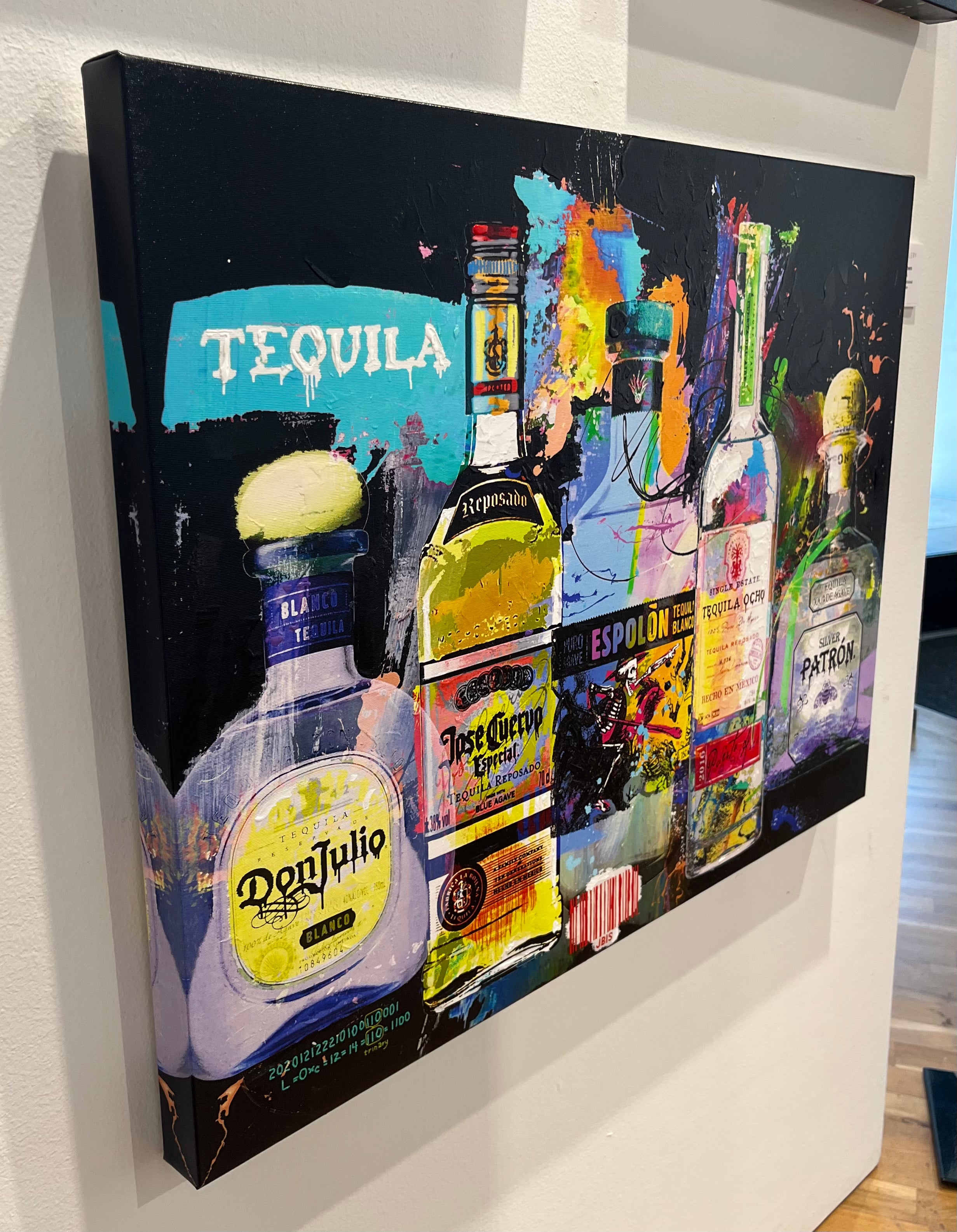 Bisaillon Brothers artwork of  Tequila featuring Patron, Tequila Ocho, Espolon, Jose Cuervo and Don Julio.