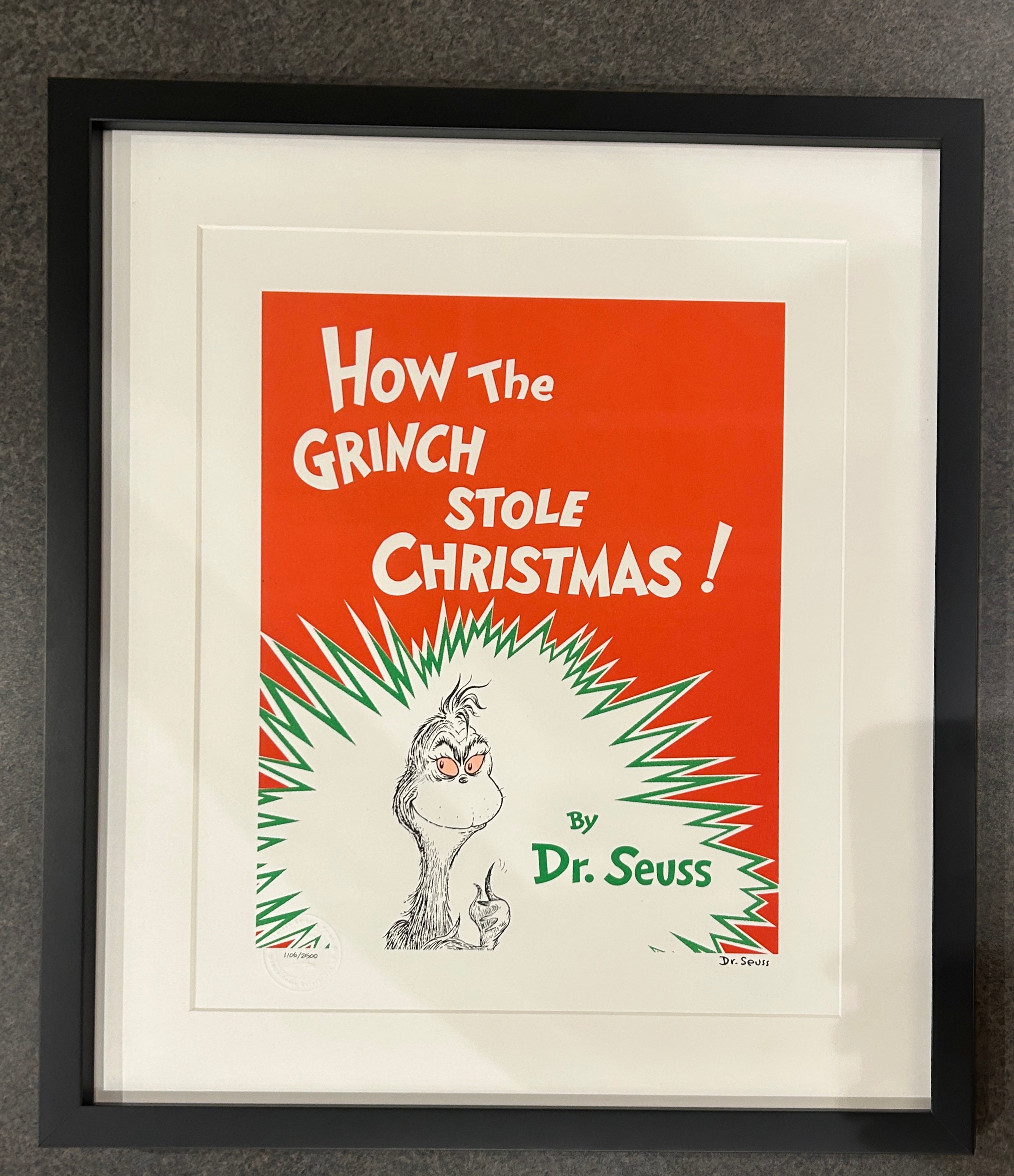 How the Grinch Stole Christmas Book Cover - Framed #1106