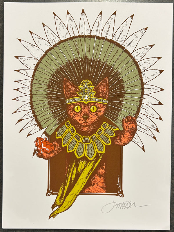 Gatito Sacerdote Azteca - Aztec Kitty - White Stock