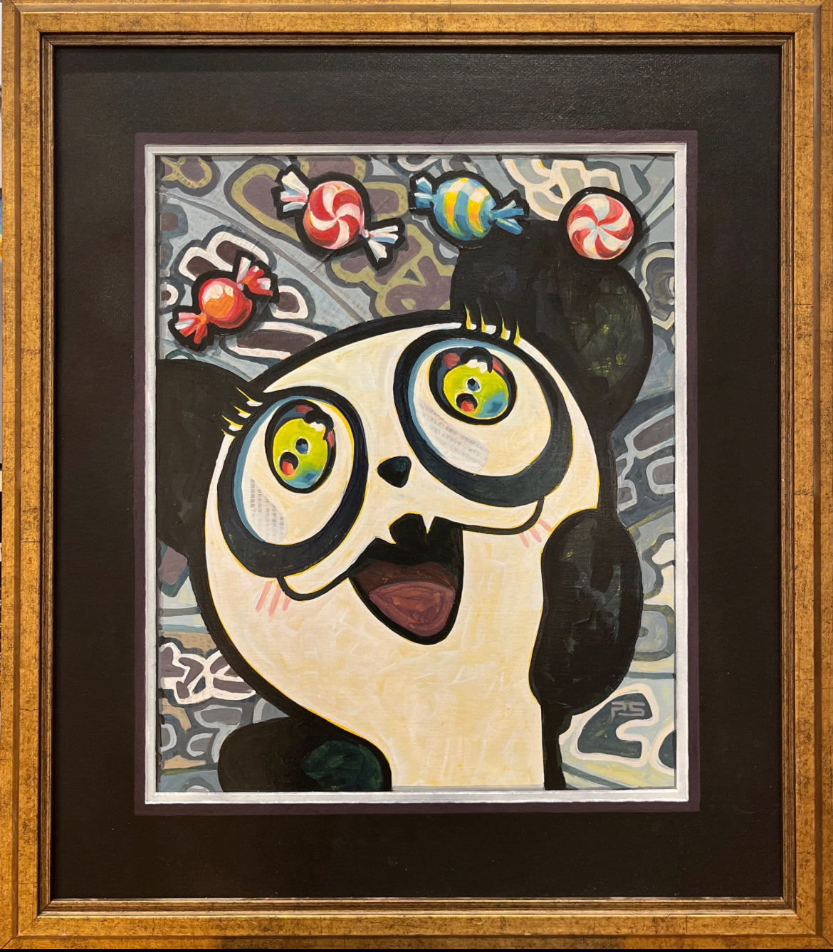 Happy Candy Panda Framed