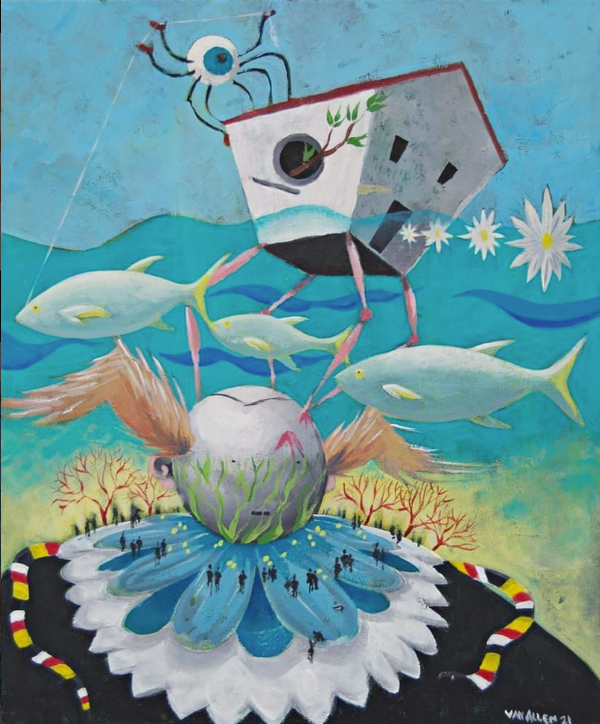 Oslo's, the Aquatic Birdhouse, Reclamation of the Sub-marine Villagers Hypnotized by the Chicken  Small Print 4/200