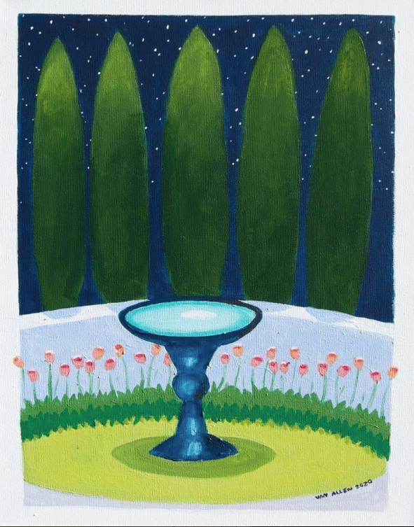 Moonlight Birdbath Small Print 3/200