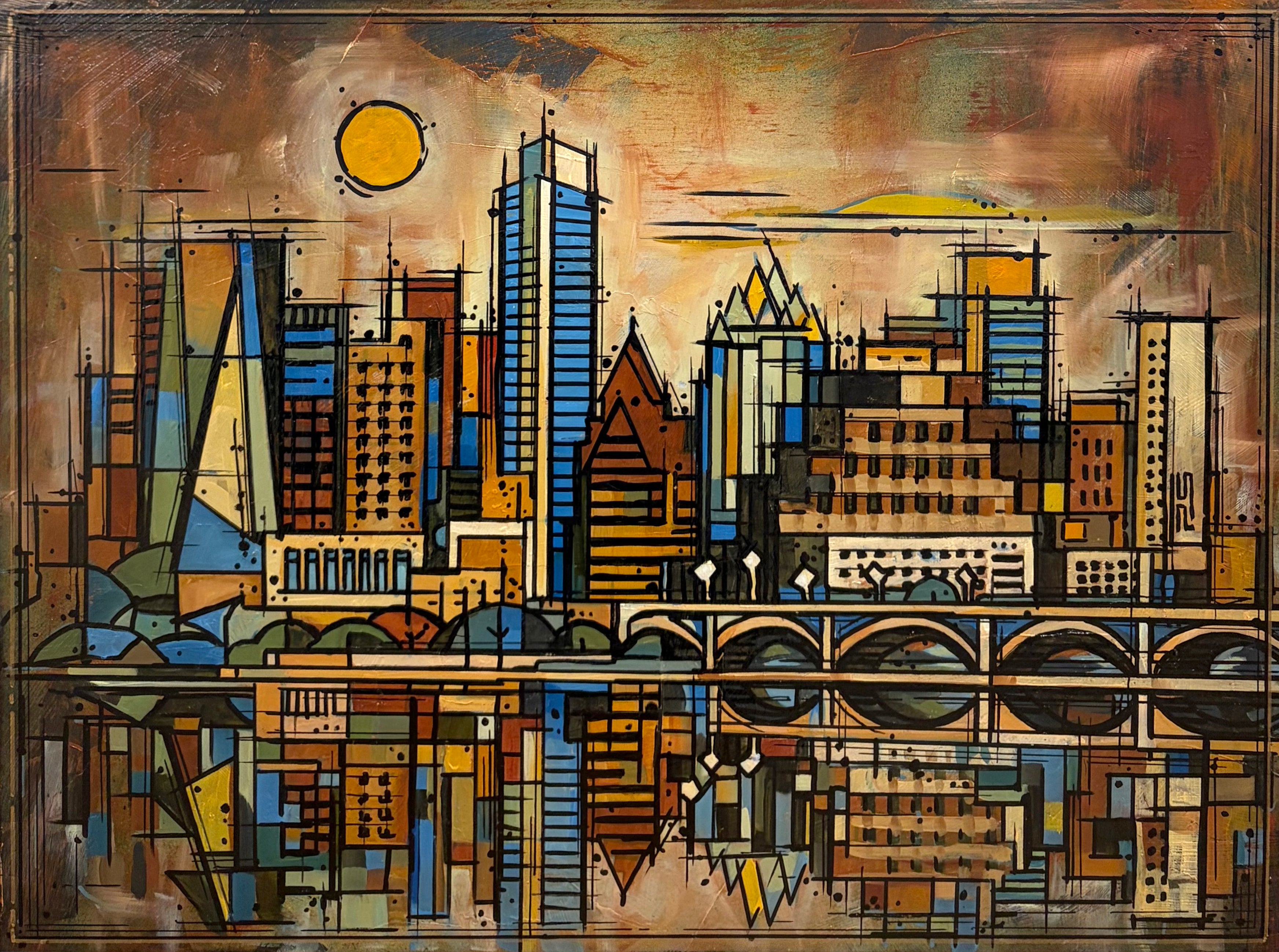 Mid-Century Skyline Reflection