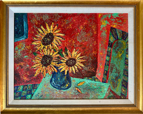 Sunflowers on Green Table