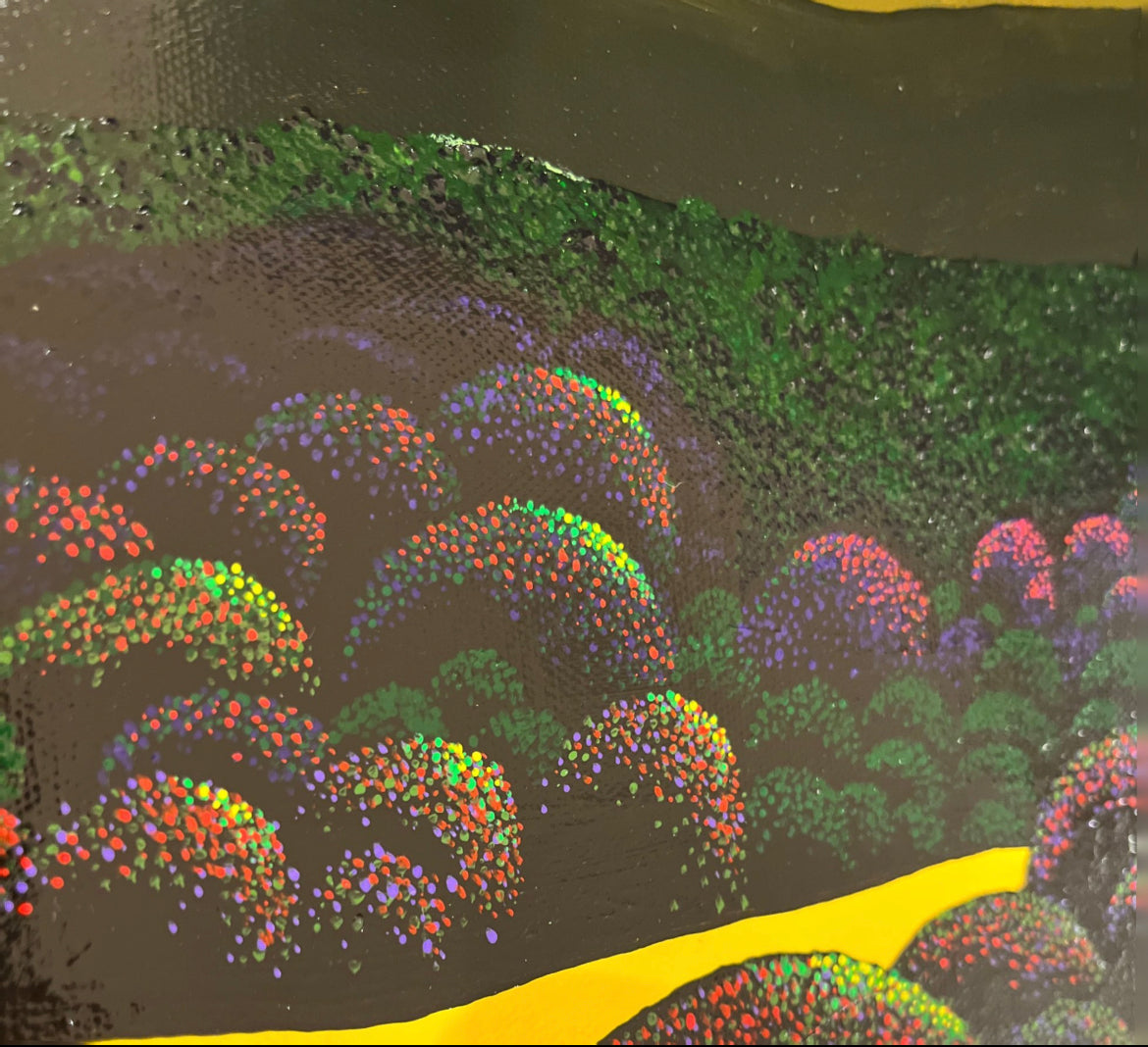 Bernie Coleman original art with colorful tree tops