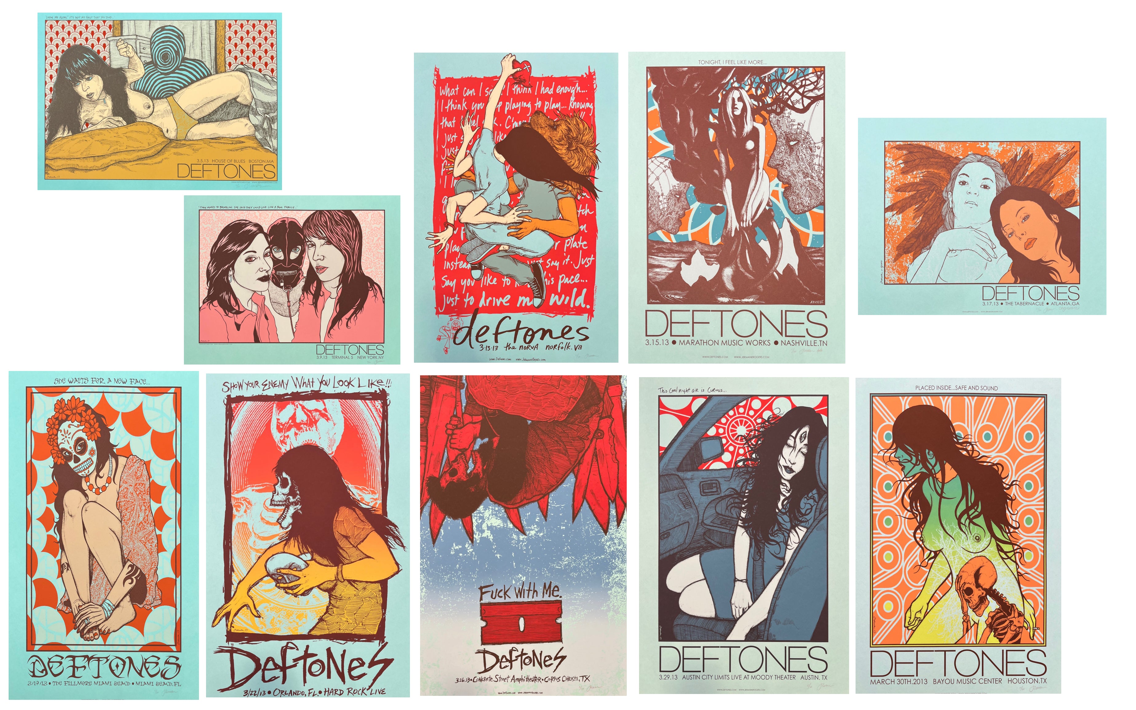 *Deftones North American Tour Full Set- Matching Numbers on Blue Raspberry