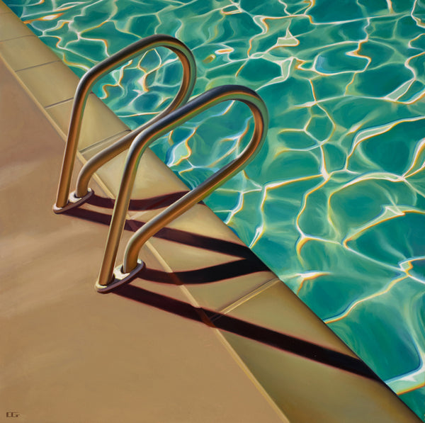 Carrie Graber's artwork of a swimming pool handrail. 