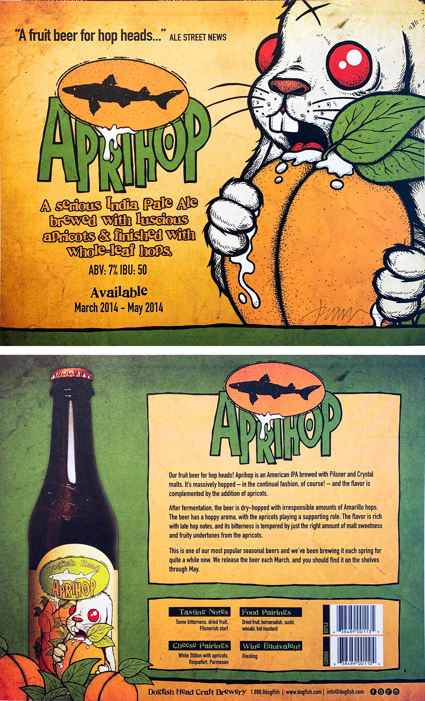 Dogfish Head Label Ad, release of Aprihop signed by Jermaine