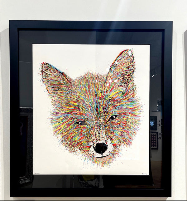 Graham Atwell (aka Atty) digital art of a fox custom framed by Ao5 Gallery.