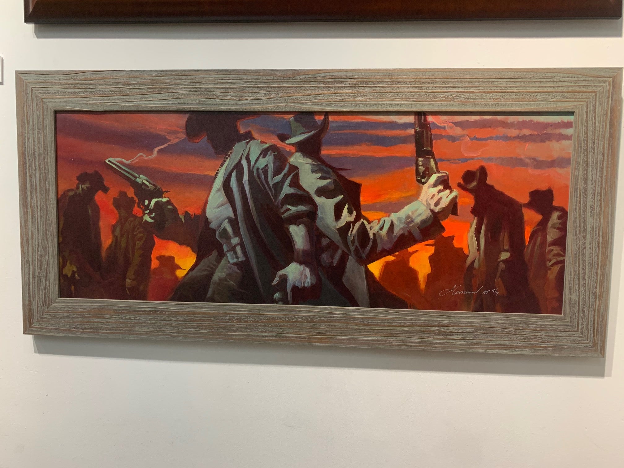 Gabe Leonard's artwork custom framed by Ao5 Gallery in a wooden frame.