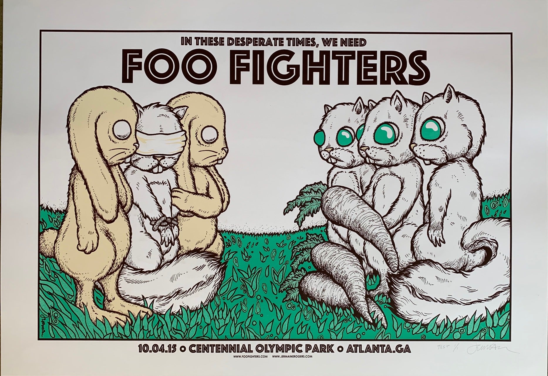 Foo Fighters - Atlanta, GA -10.04.15 (The Exchange)double sided TEST- double signature!!