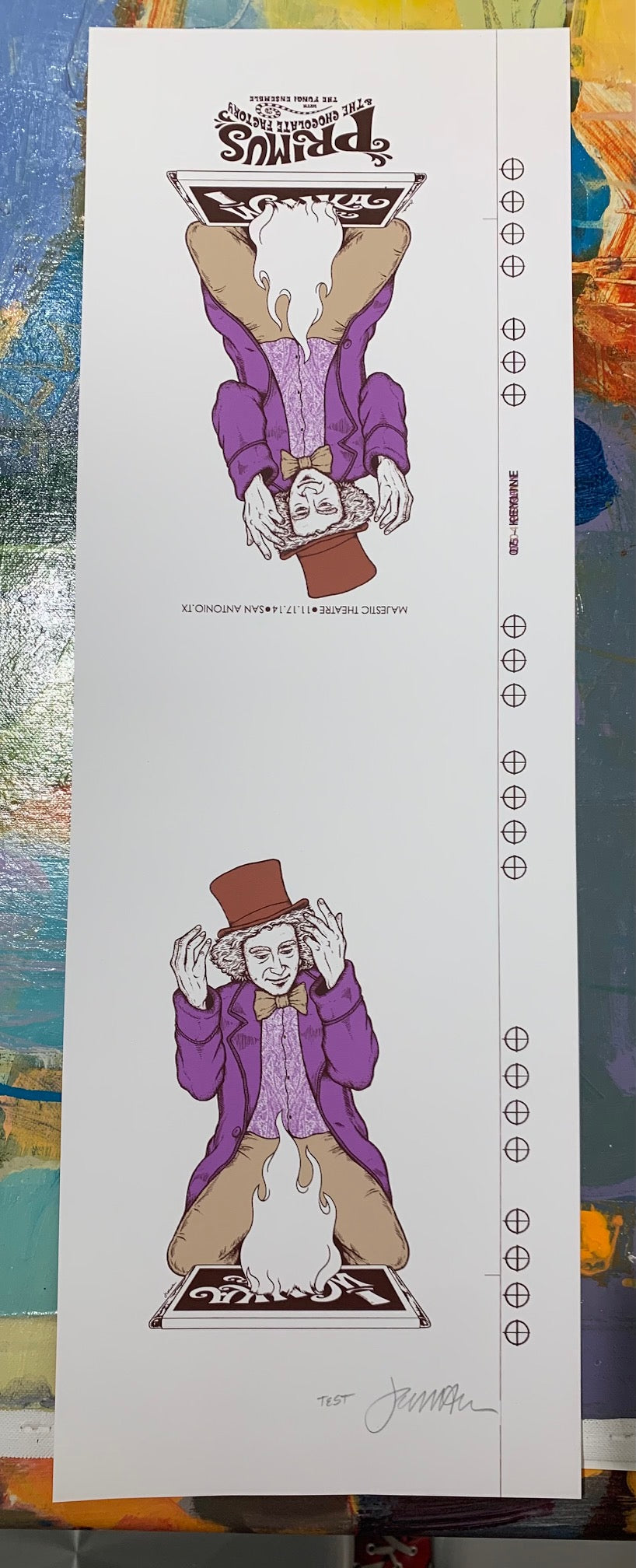 Willy Wonka Experience/Primus - RARE TEST Handbill - White Stock with Registration Double Sided