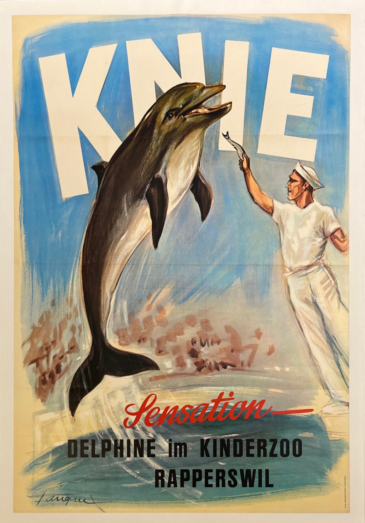 Knie Zoo Vintage Poster Linen Backed